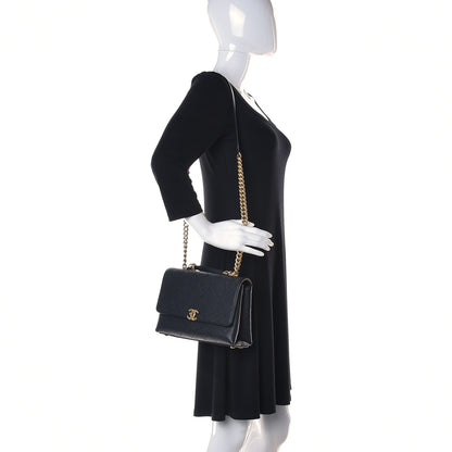 Chanel Grained Calfskin Stitched Flap Black 2 of 8