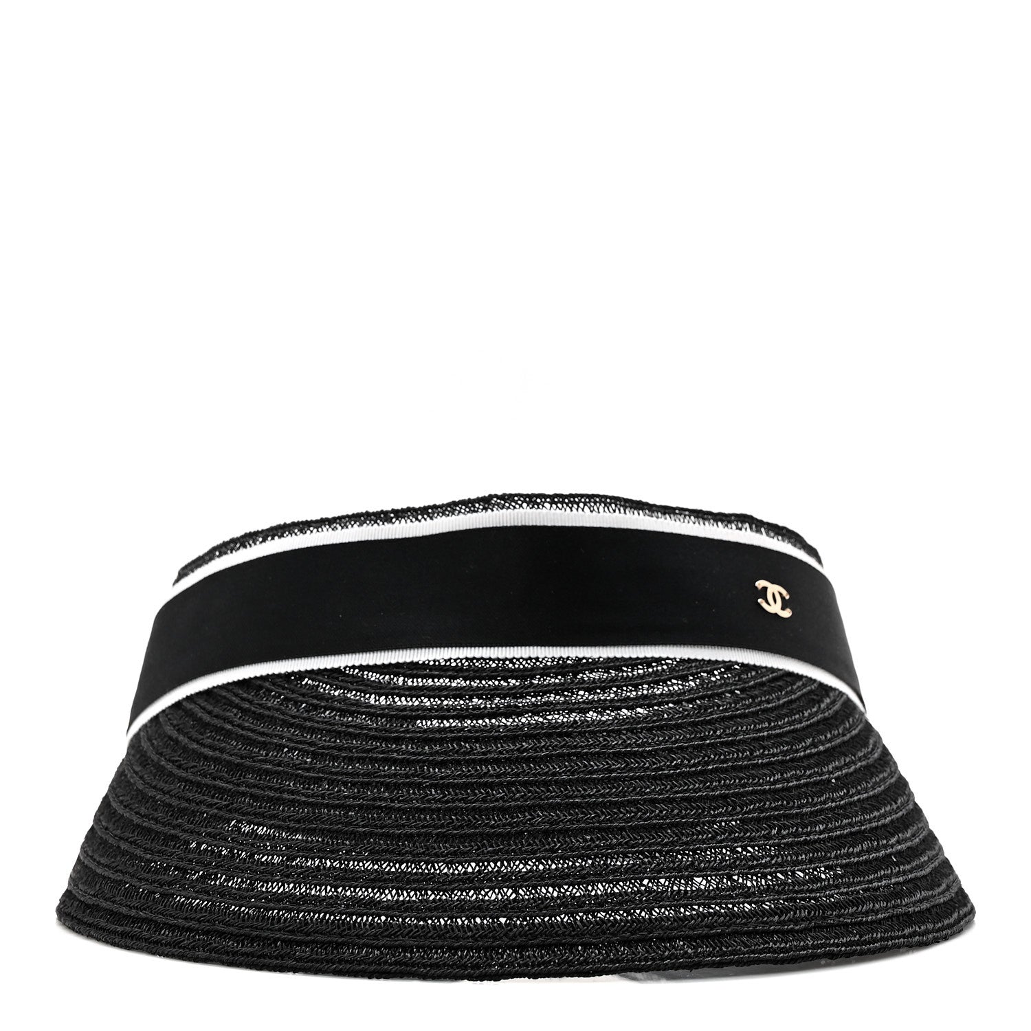Chanel Abaca Cotton Ribbon Visor M Black 3 of 7