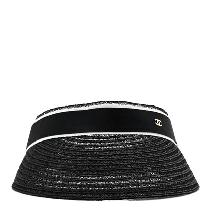 Chanel Abaca Cotton Ribbon Visor M Black 3 of 7