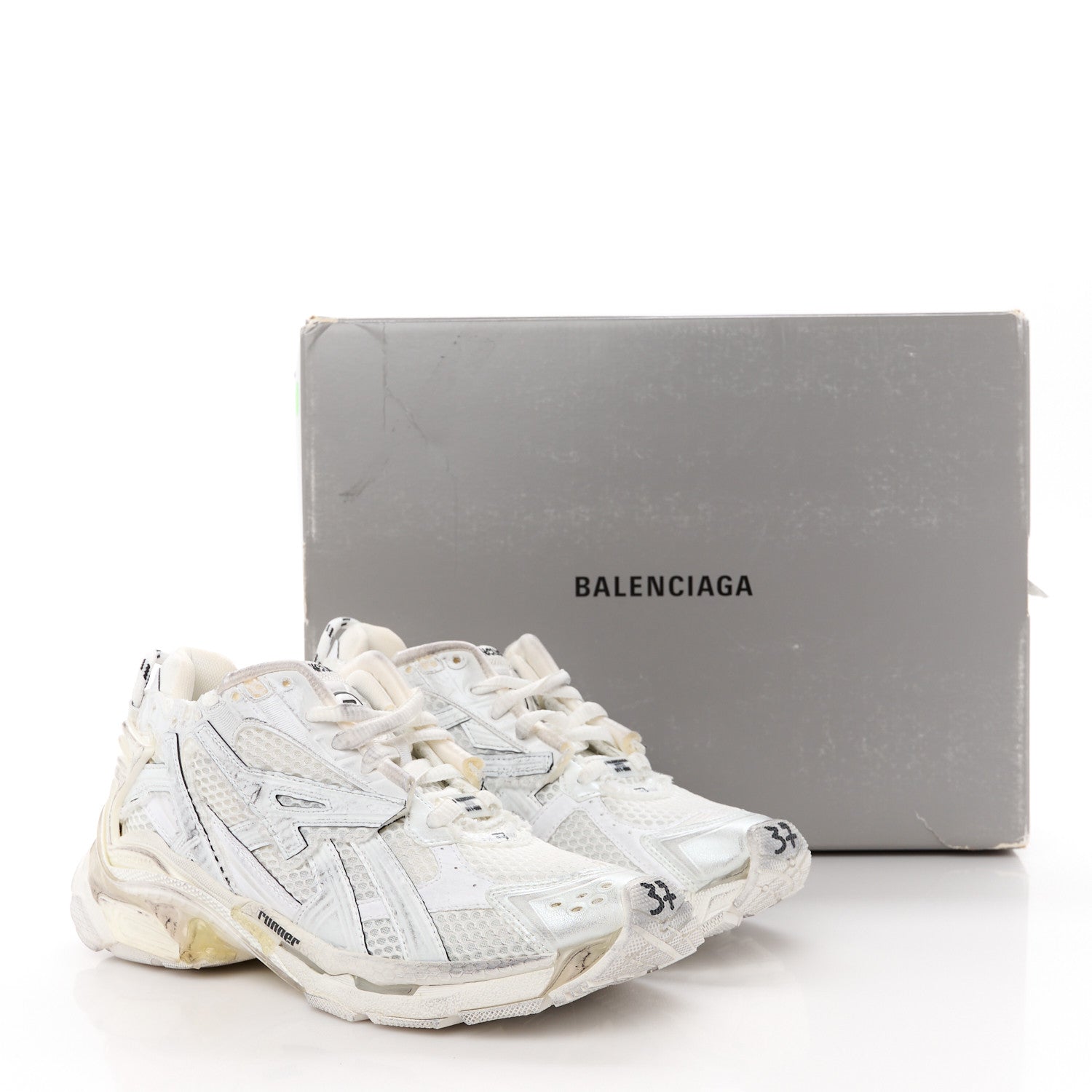 Balenciaga Mesh Rubber Monocolor Womens Runner Sneakers 37 White 10 of 10