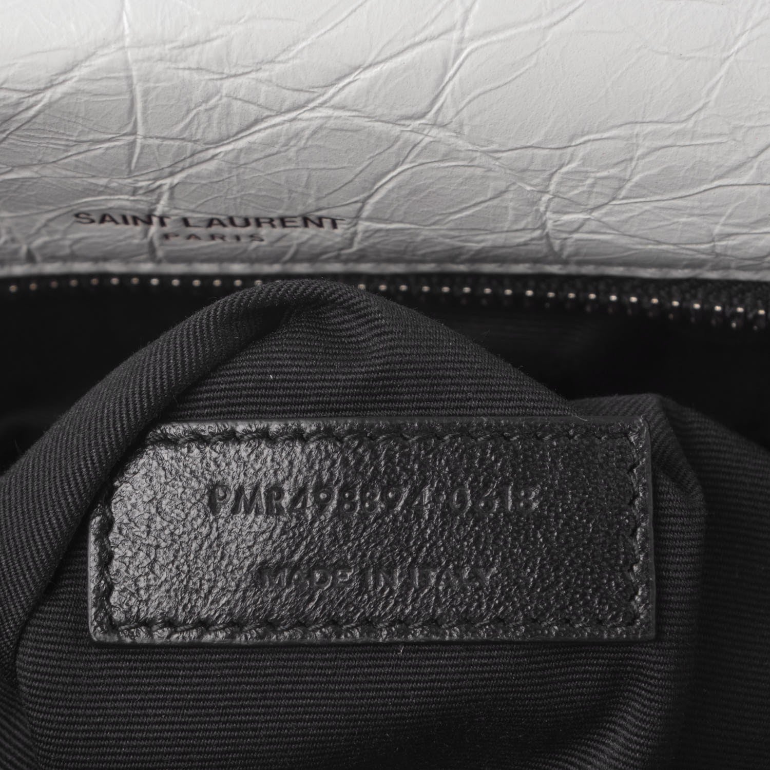 Saint Laurent Crinkled Calfskin Matelasse Monogram Medium Niki Chain Satchel Dirty White 9 of 11