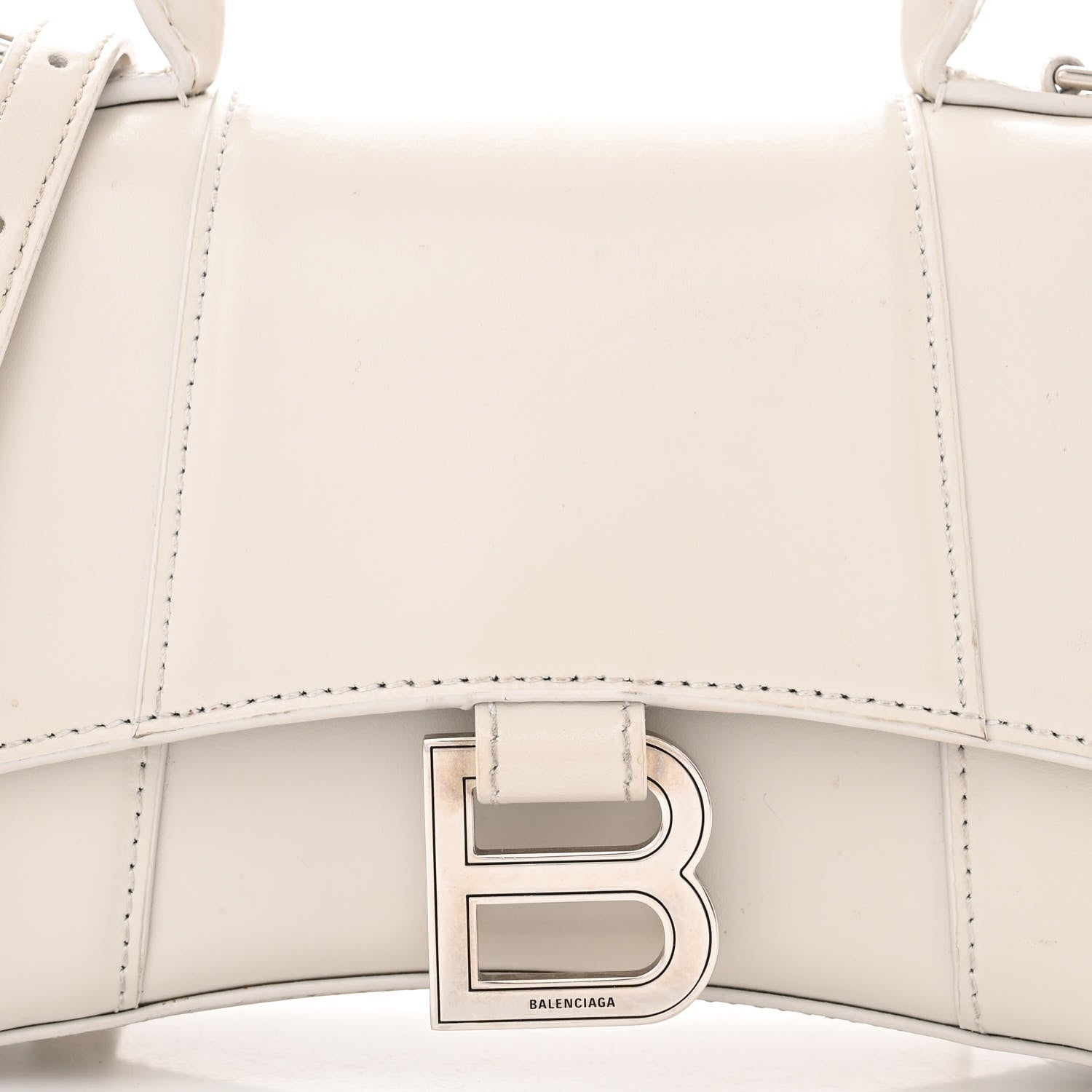 Balenciaga Shiny Box Calfskin Hourglass Top Handle Bag XS Chalky White 9 of 19