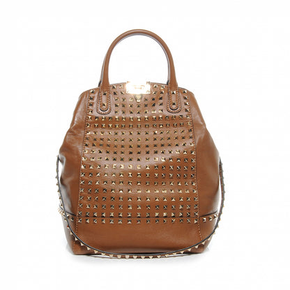 Valentino Garavani Vitello Rockstud All Over New Dome Bucket Tote Cognac 1 of 9
