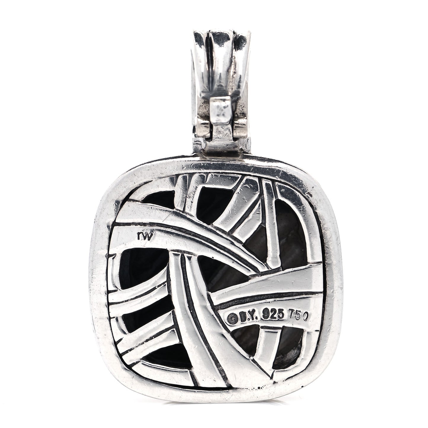 Sterling Silver 18K Yellow Gold 16mm Sculpted Cable Enhancer Pendant