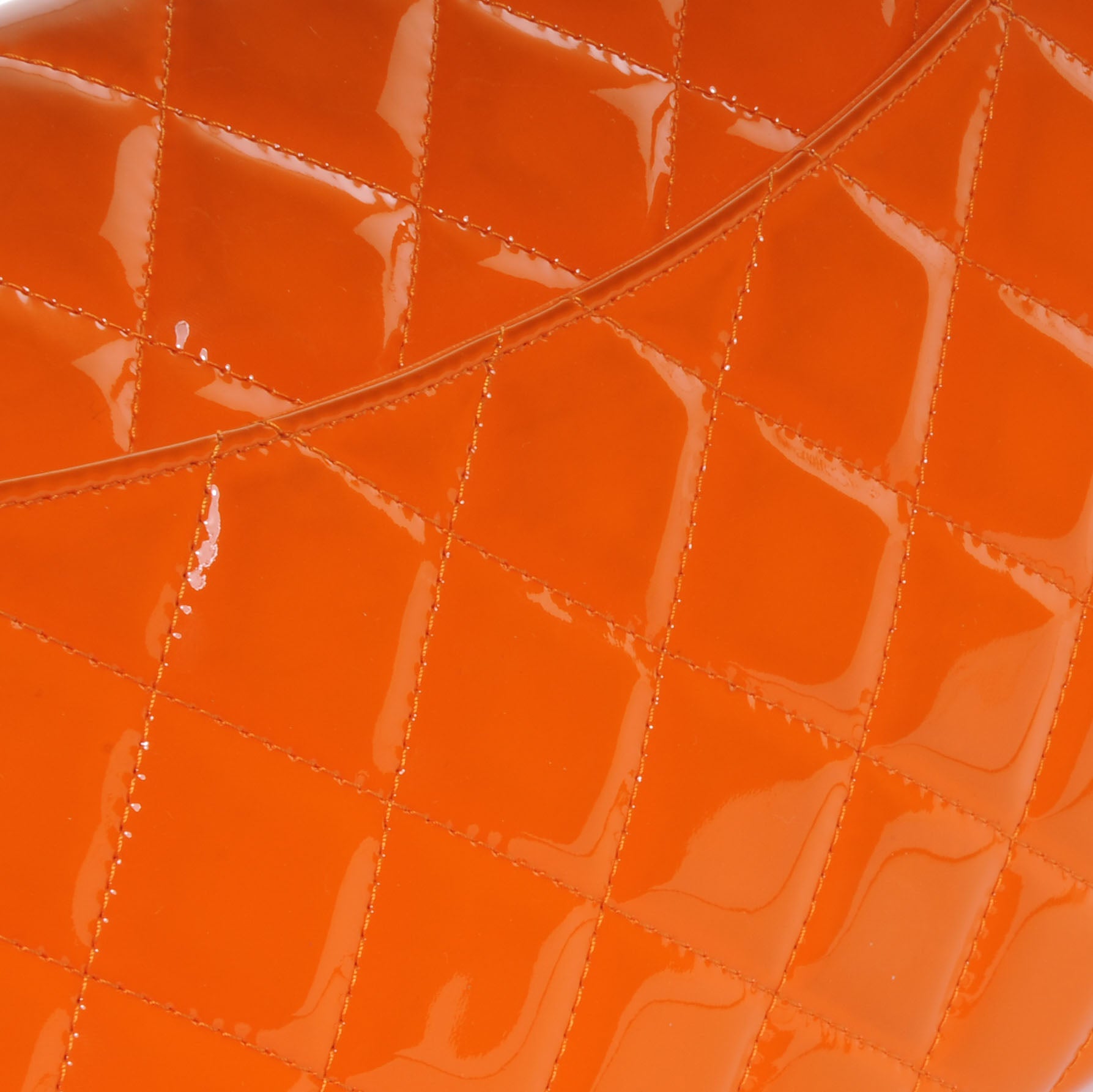 Chanel Patent Quilted Clutch Flap Orange 9 of 9