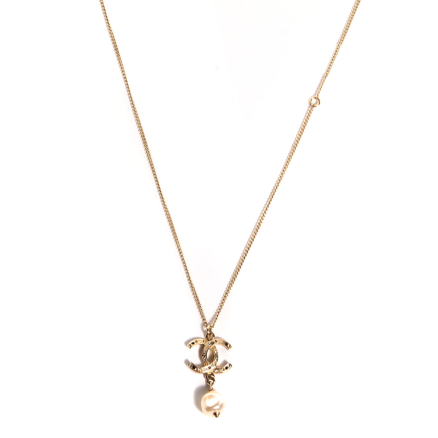 Crystal CC Pearl Drop Pendant Necklace
