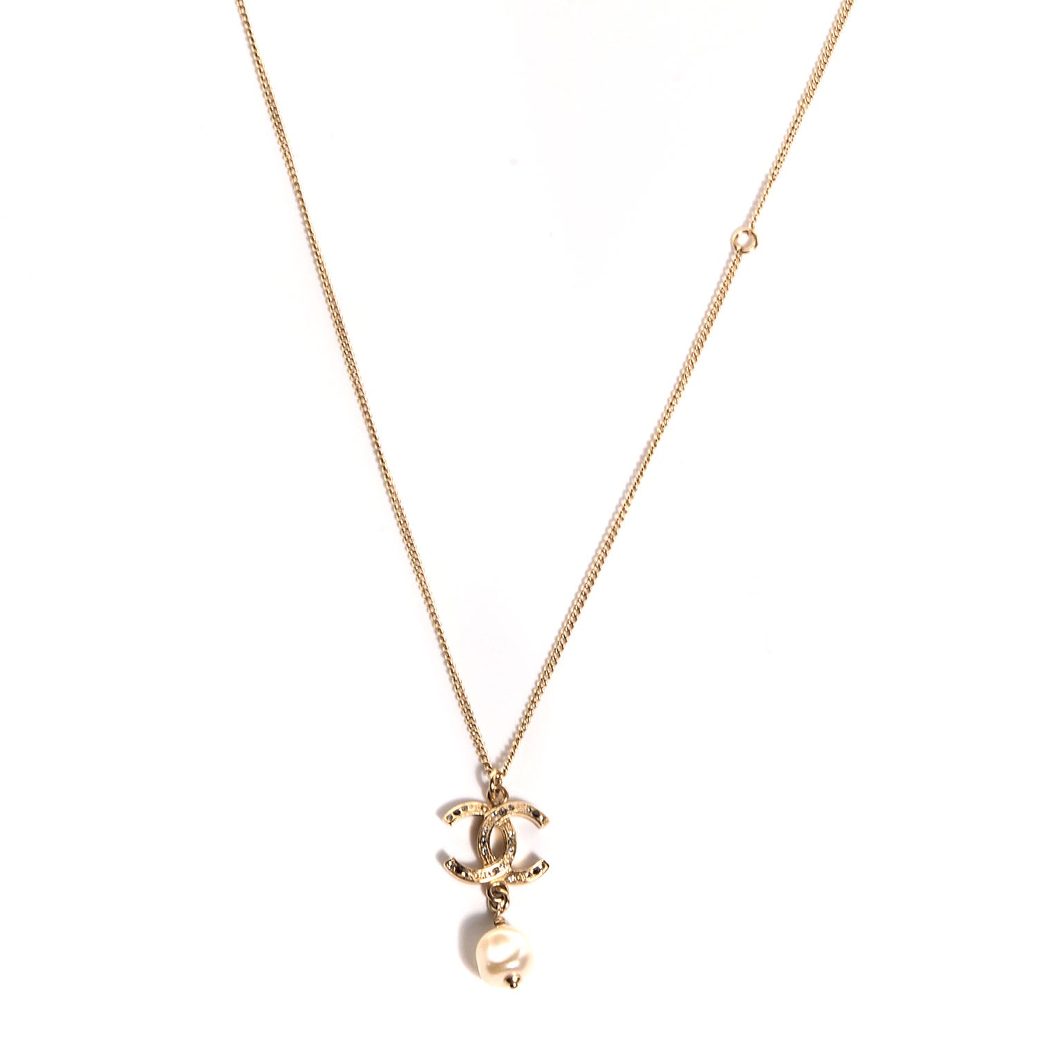 Chanel Crystal CC Pearl Drop Pendant Necklace 1 of 6
