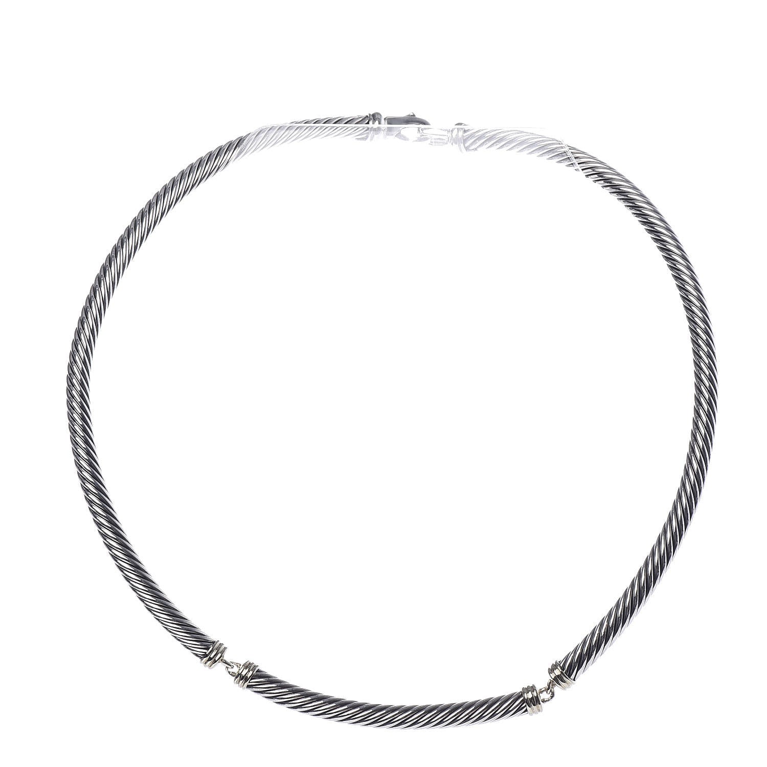 David Yurman Sterling Silver 14K Yellow Gold 5mm Cable Choker Necklace 1 of 6