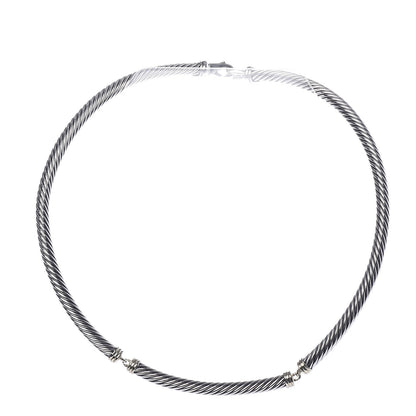 David Yurman Sterling Silver 14K Yellow Gold 5mm Cable Choker Necklace 1 of 6