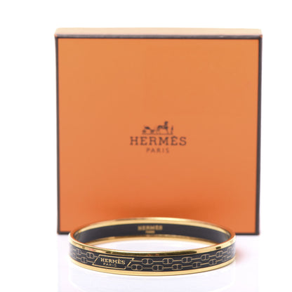 Hermes Enamel Narrow Printed Chain D Ancre Bracelet 70 Black 5 of 5