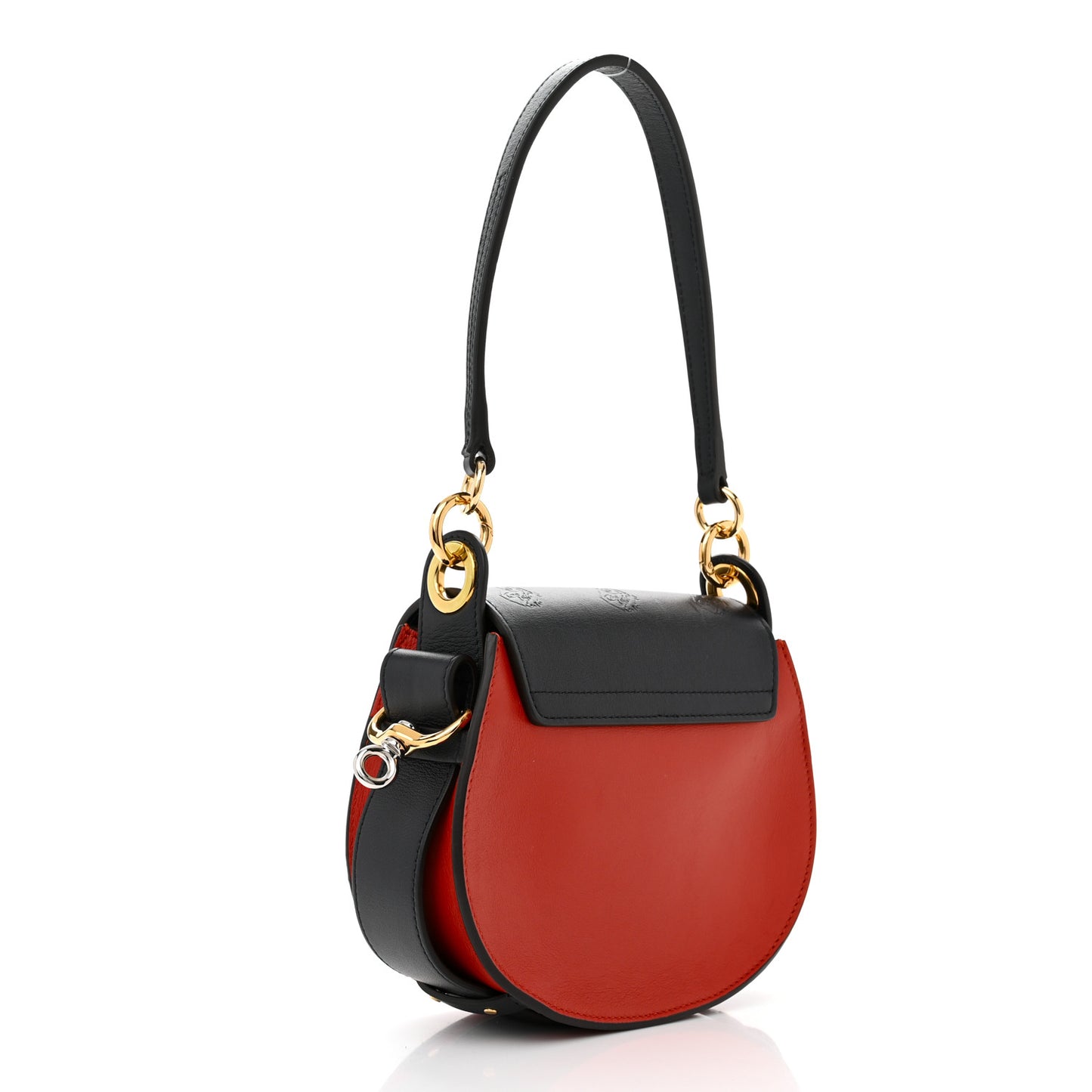 Calfskin Little Horses Embroidered Baroque Small Tess Bag Earthy Red