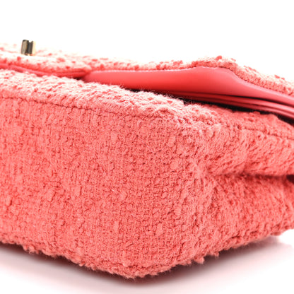Chanel Tweed Quilted Medium Double Flap Dark Pink 10 of 10