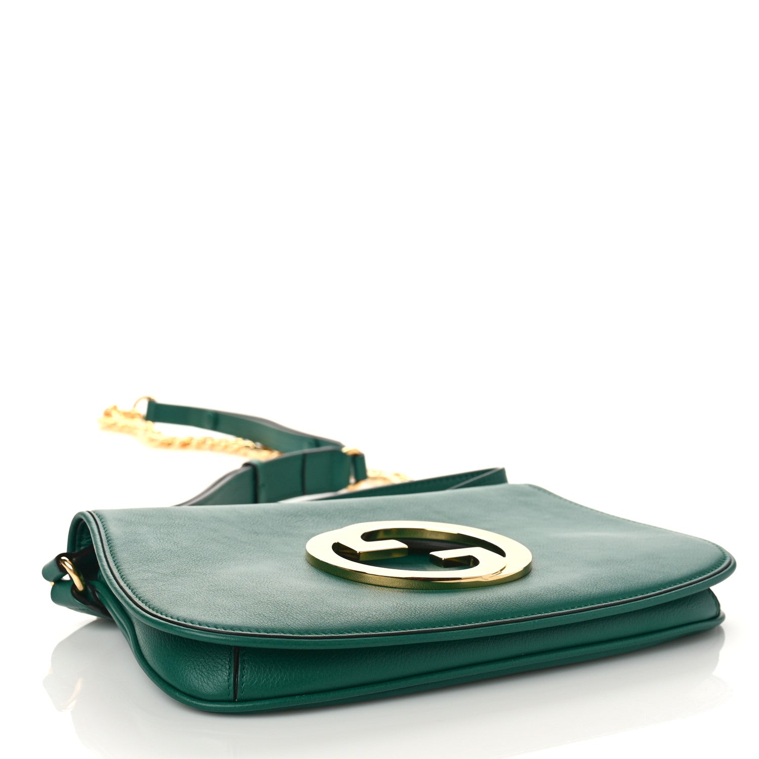 Gucci Roxy Calfskin Blondie Chain Shoulder Flap Bag Emerald 4 of 8