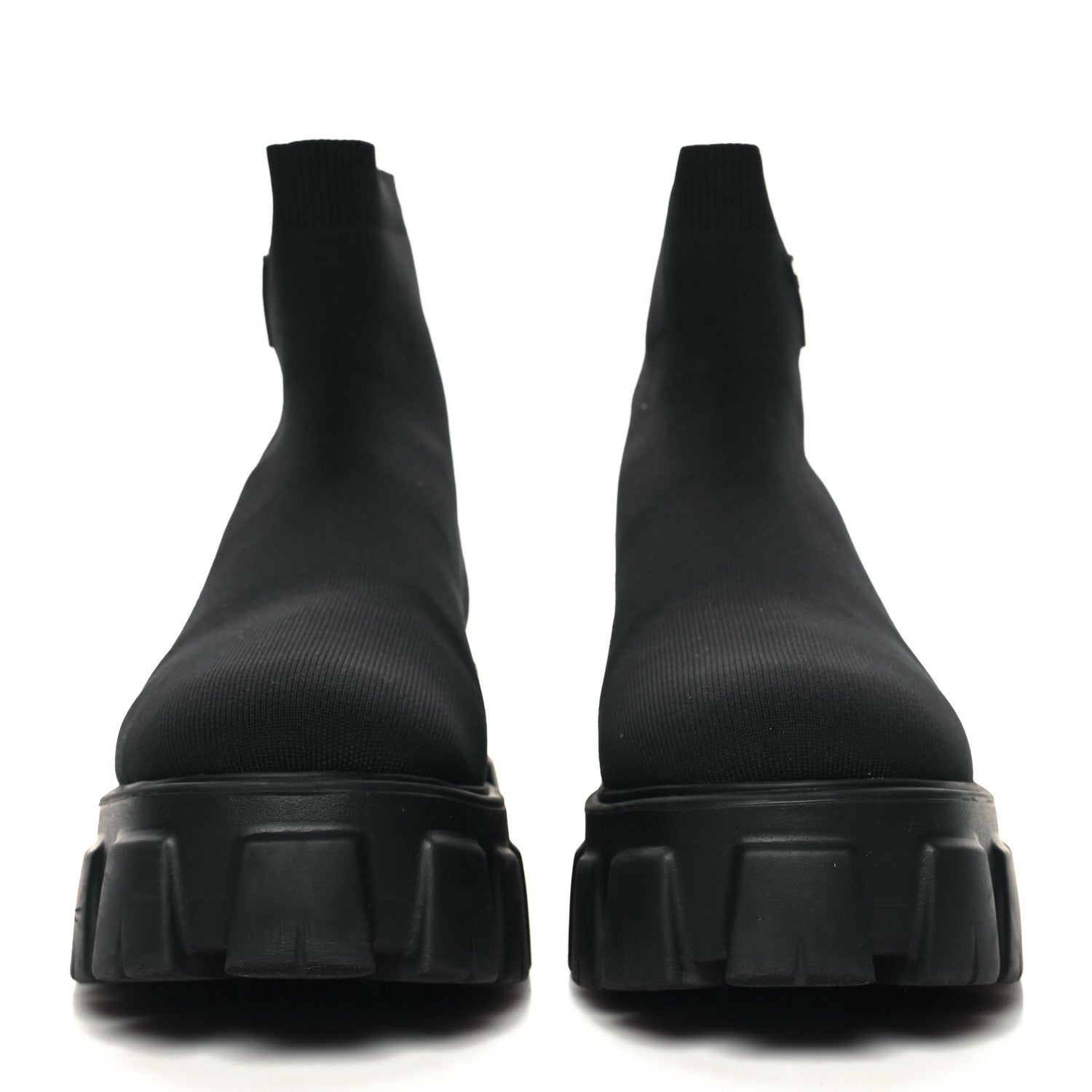 Prada Knit Rubber Triangle Logo Monolith 55mm Ankle Boots 40 Black 2 of 8