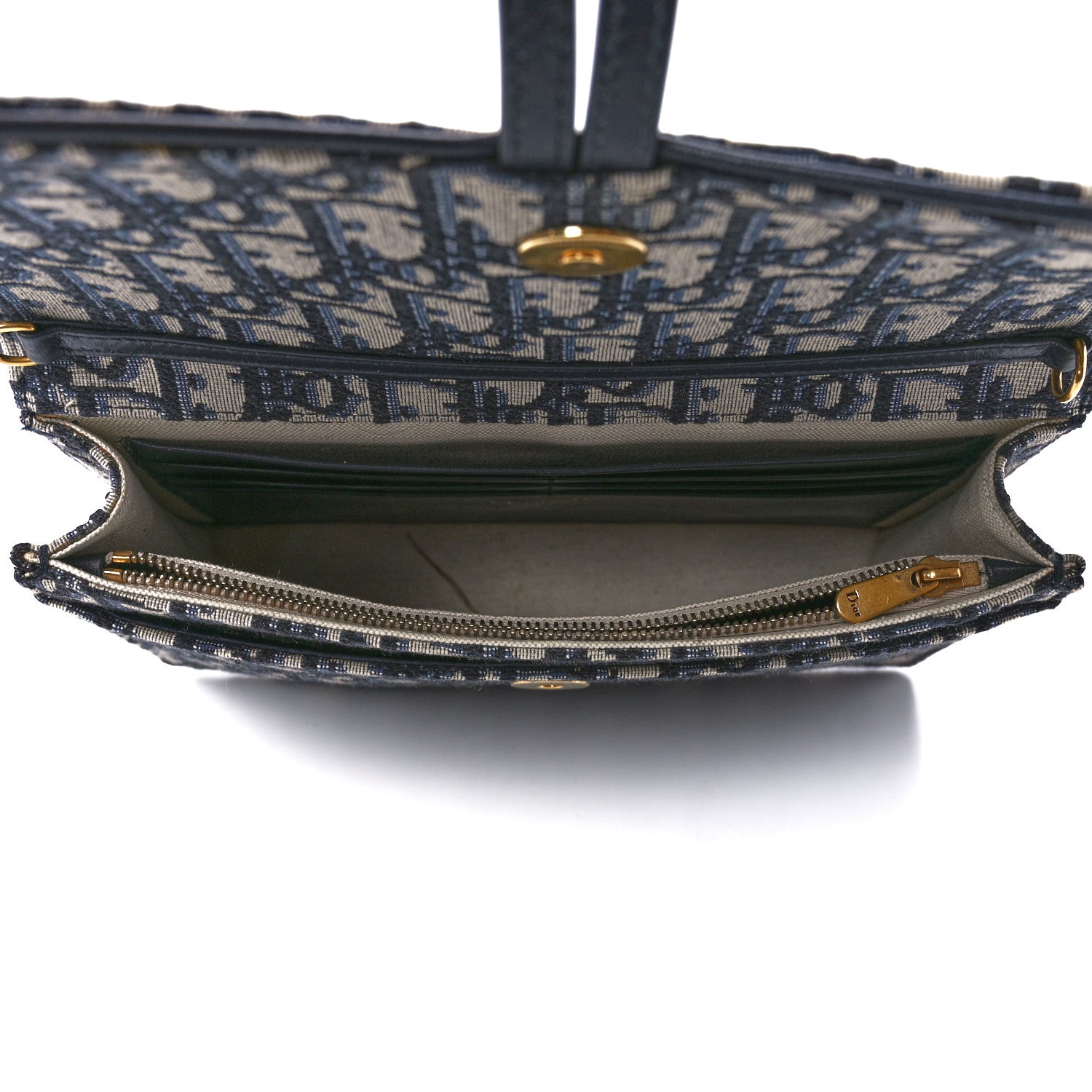 Christian Dior Oblique Saddle Chain Pouch Blue 5 of 11