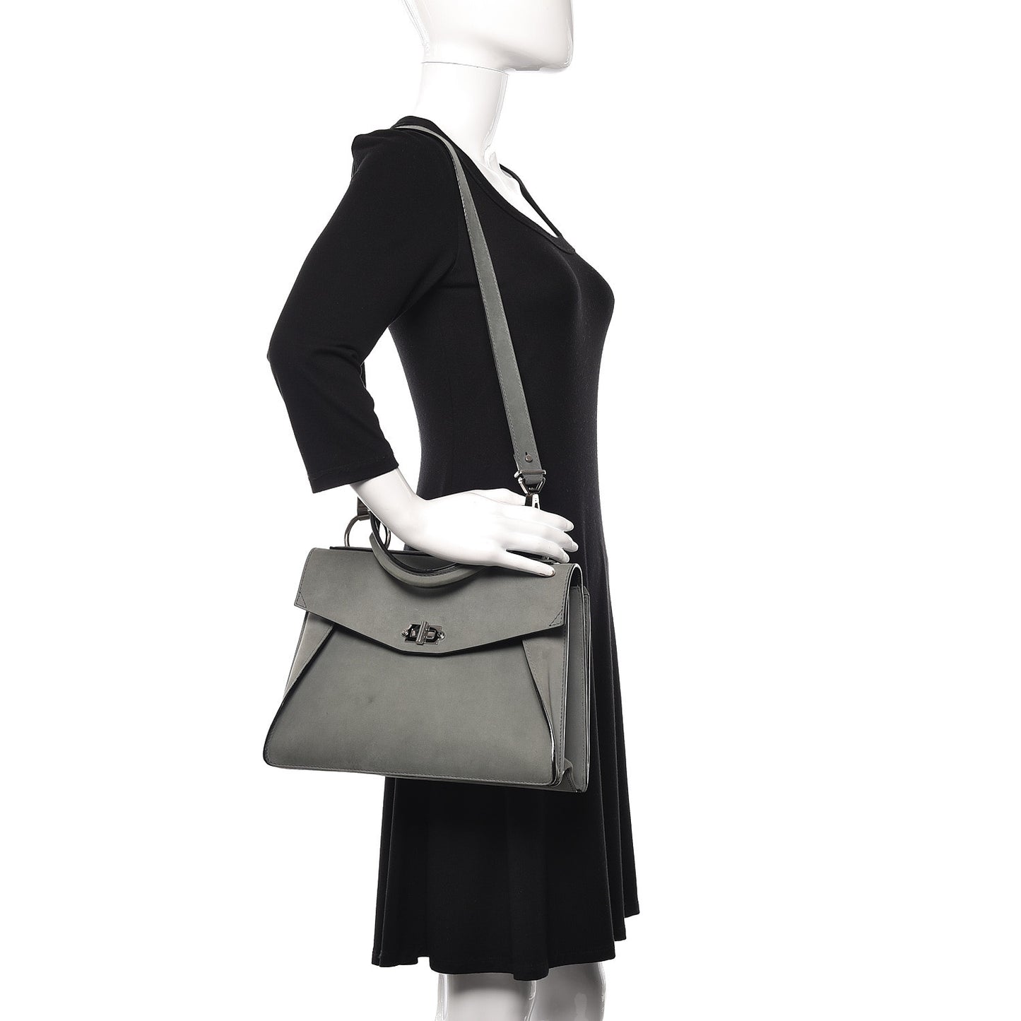 Suede Medium Hava Top Handle Bag Heather Grey