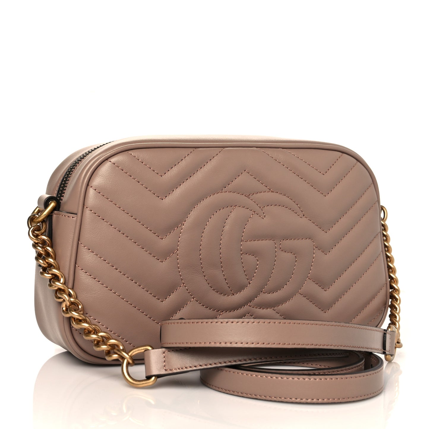 Calfskin Matelasse Small GG Marmont Chain Shoulder Bag Porcelain Rose