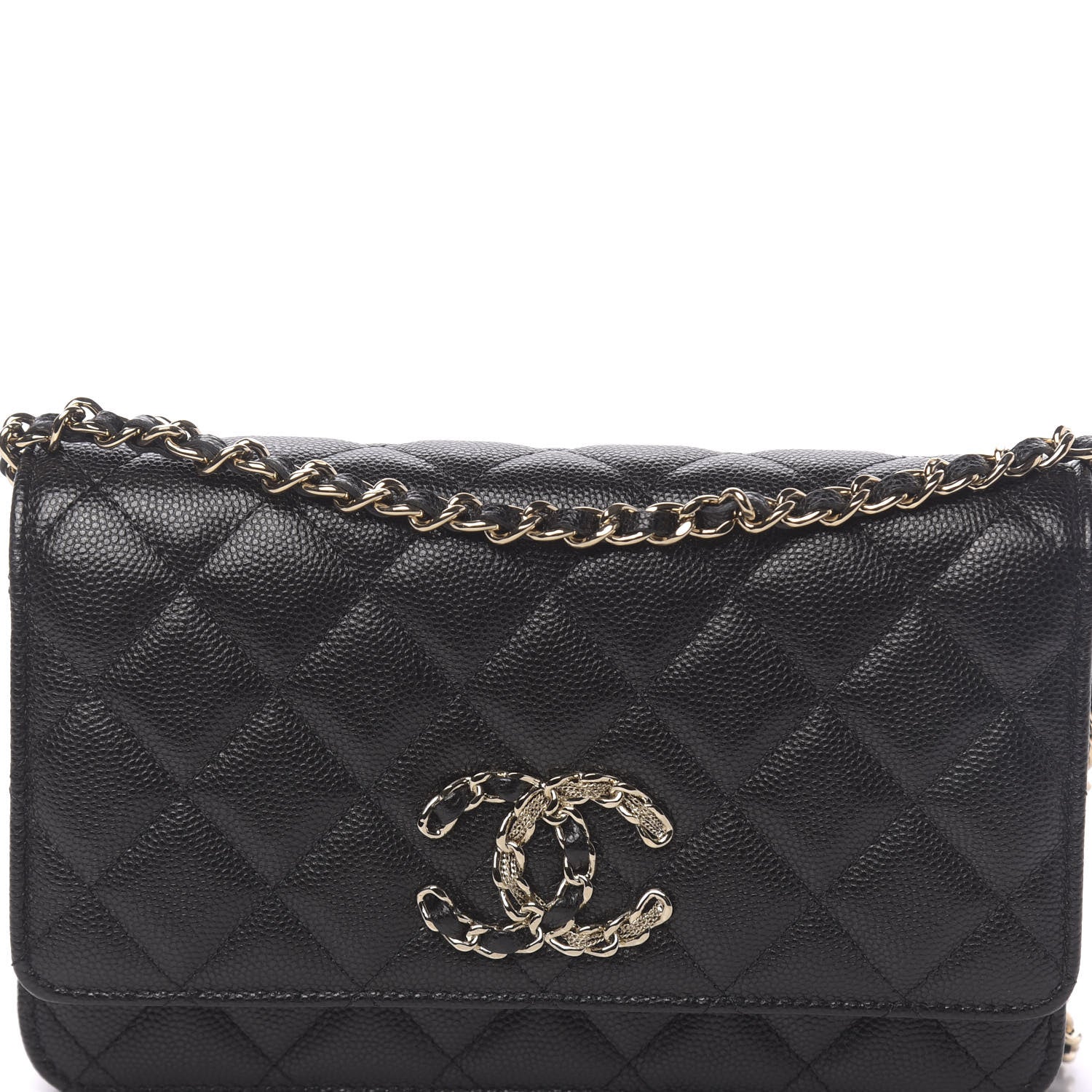 Chanel Caviar Quilted French New Wave Chain CC Wallet On Chain WOC Black 11 of 12
