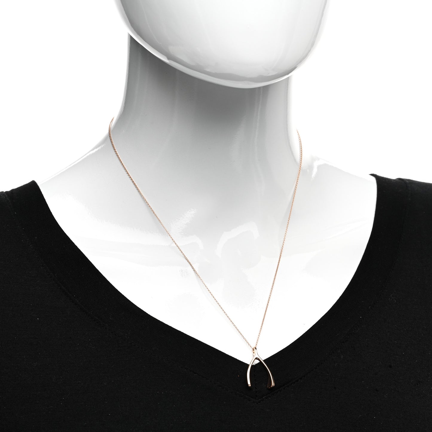 18K Rose Gold Wishbone Pendant Necklace