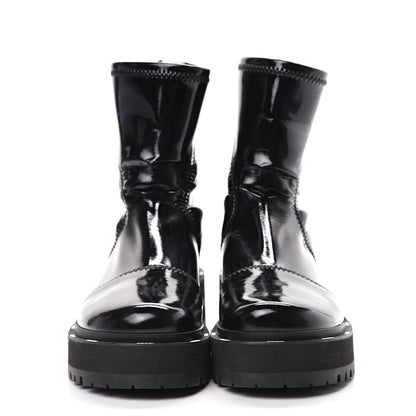 Fendi Shiny Stretch Nylon Platform Zip Biker Boots 37 Black 2 of 8