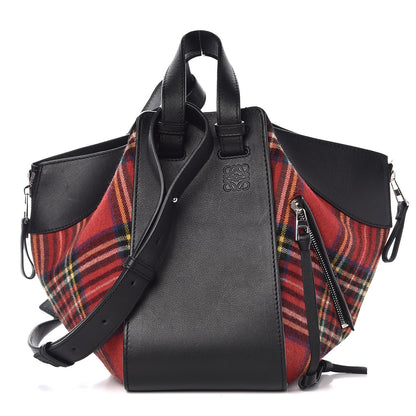 Loewe Wool Calfskin Small Hammock Shoulder Bag Black Red Tartan 3 of 9