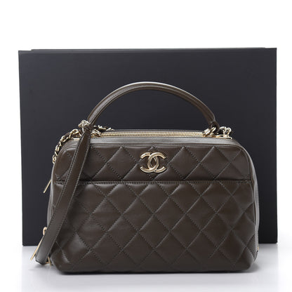 Chanel Lambskin Quilted Medium Trendy CC Bowling Bag Dark Khaki 12 of 12