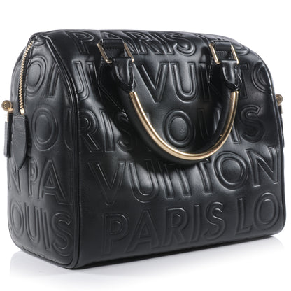 Louis Vuitton Calfskin Embossed Mini Cube Speedy Black 3 of 7