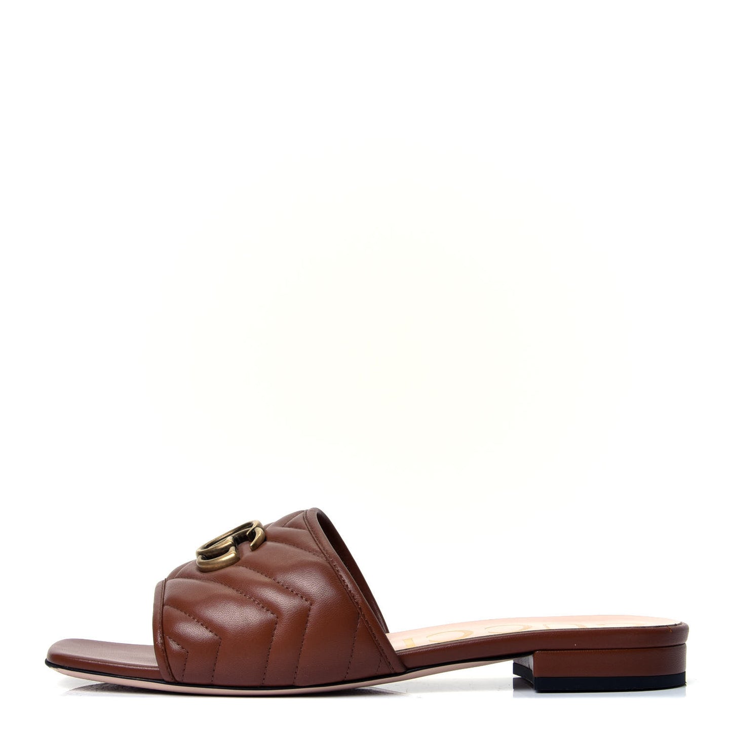 Nappa Matelasse GG Marmont Flat Slide Sandals 40 Cuir
