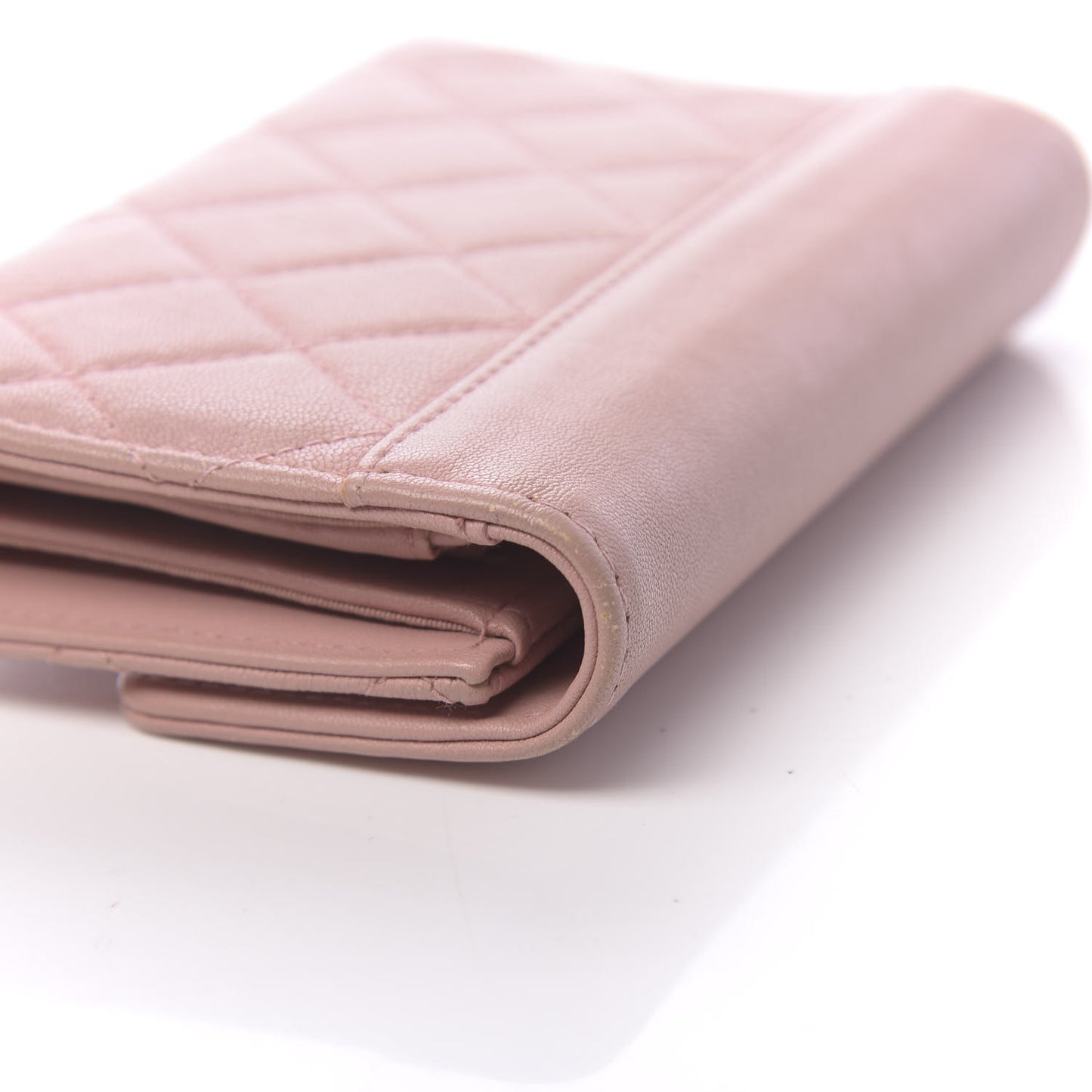 Lambskin Quilted CC Box Flap Wallet Light Pink