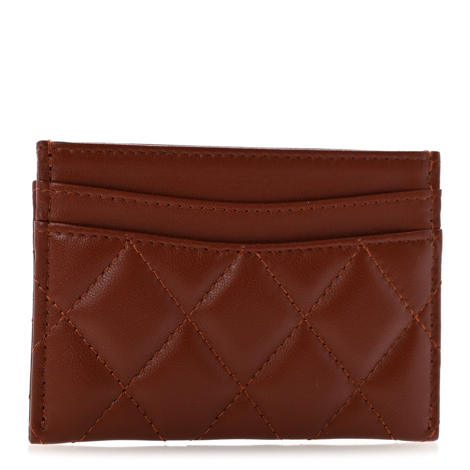 Chanel Lambskin Quilted Card Holder Brown 3 of 9
