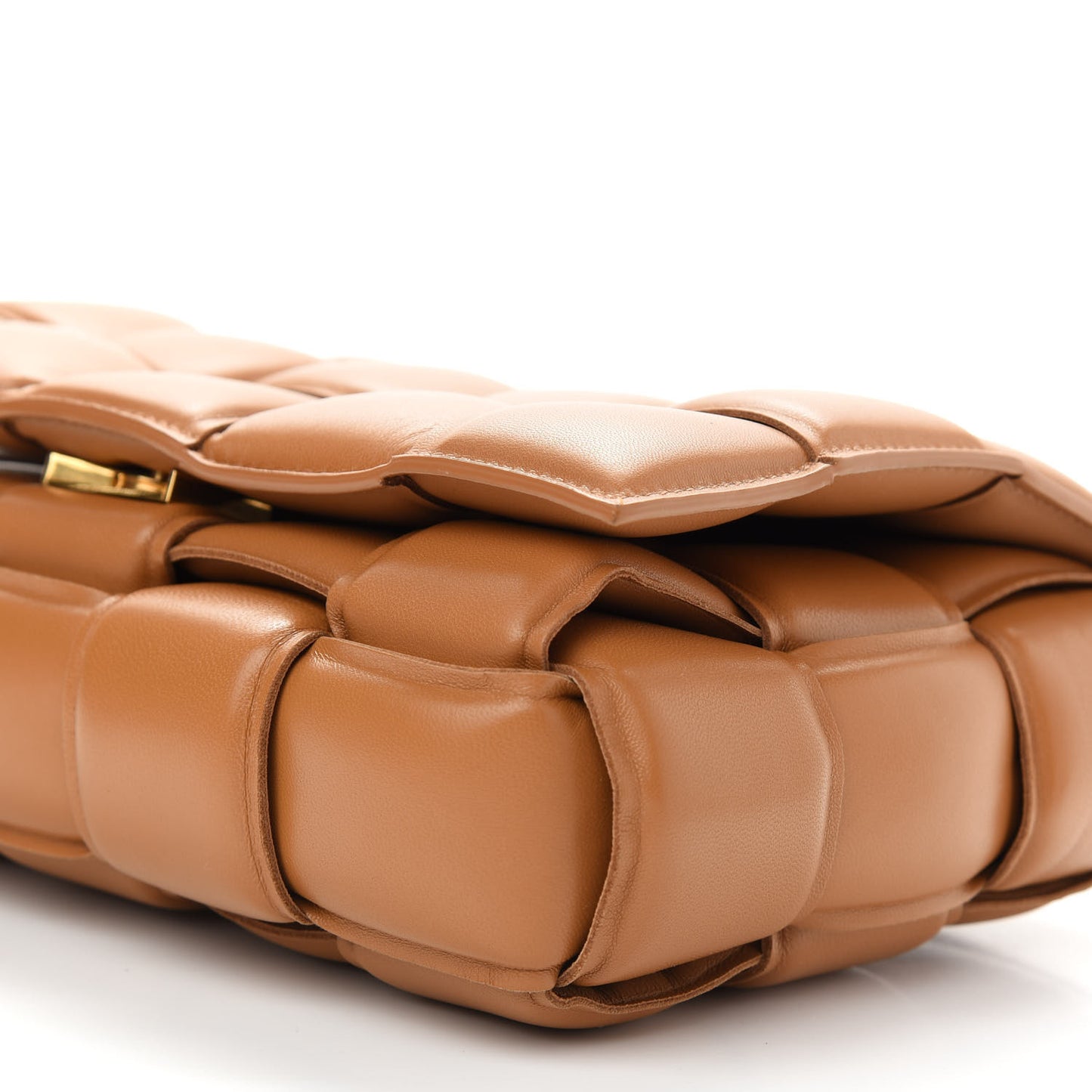 Nappa Maxi Intreccio Padded Cassette Crossbody Bag Caramel