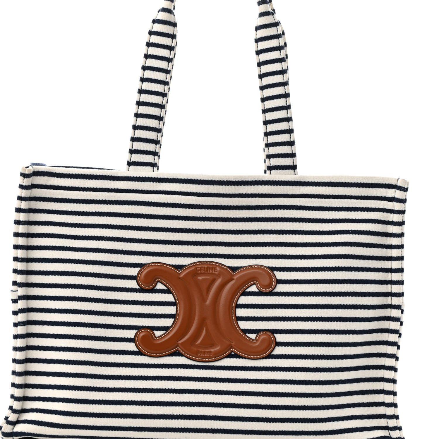 Celine Canvas Calfskin Triomphe Large Cabas Navy Tan 8 of 13