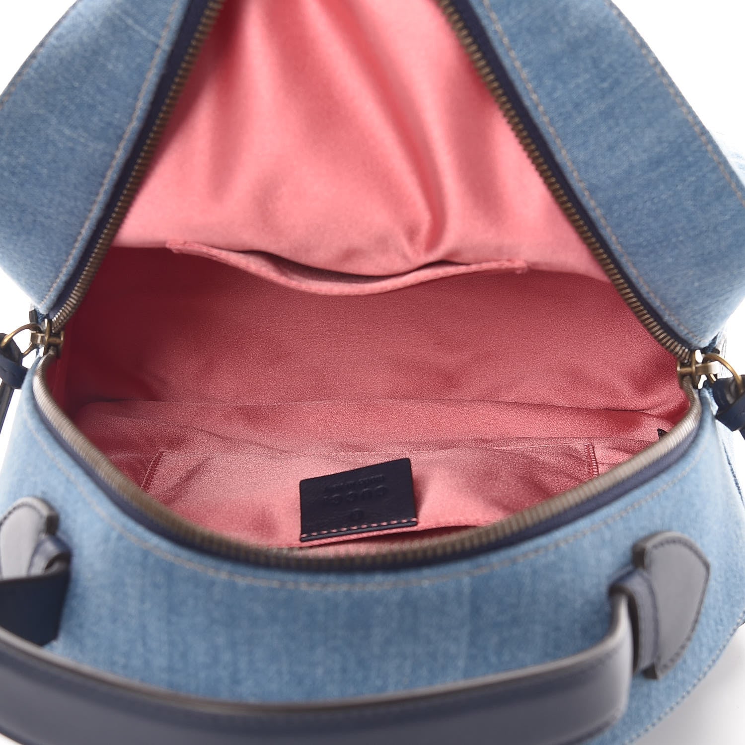 Gucci Kura Denim Matelasse Cubic Pearl Studded GG Marmont Dome Backpack Blue 10 of 13