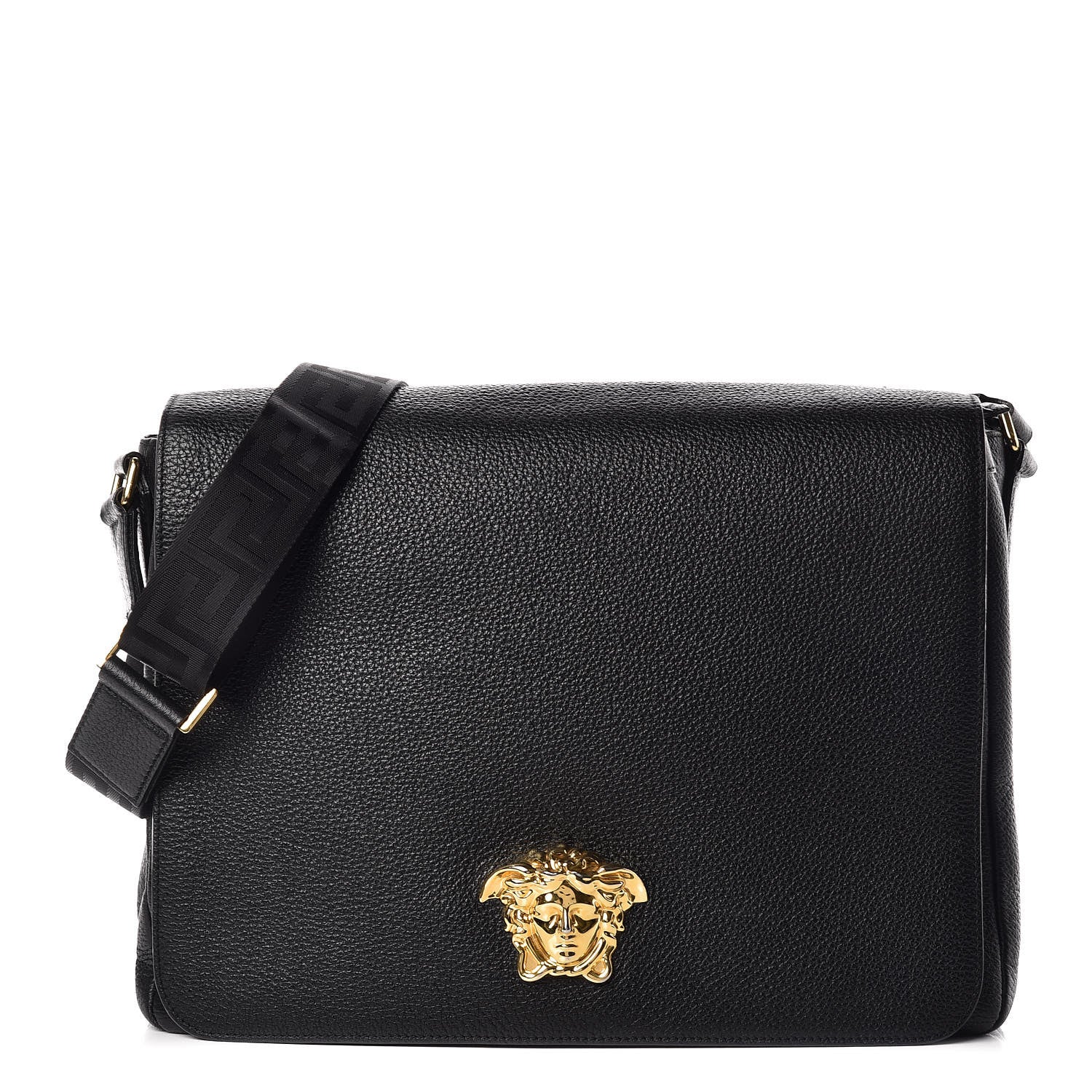 Versace Grained Calfskin Medusa Head Messenger Bag Black 1 of 9