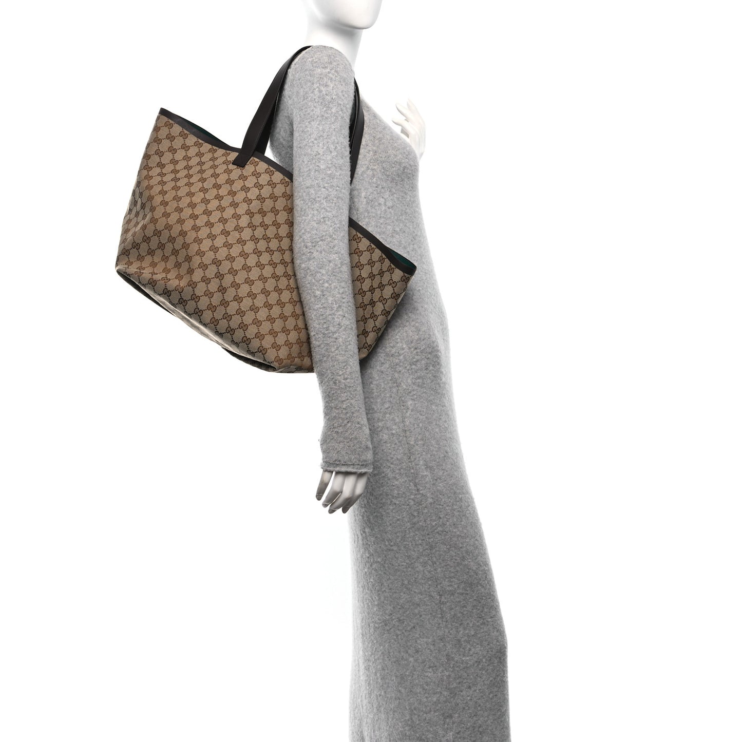 GG Supreme Monogram Web Medium Totissima Shopping Tote Beige Ebony