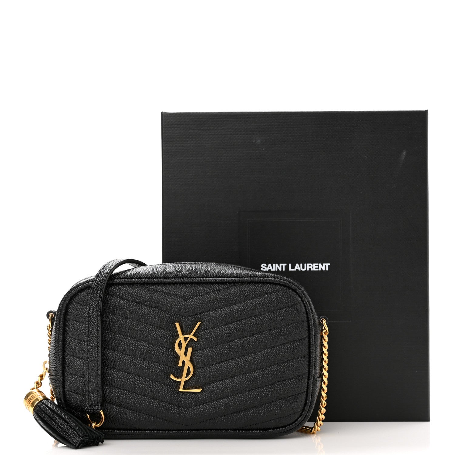 Saint Laurent Grain De Poudre Matelasse Monogram Mini Lou Camera Bag Black 11 of 11
