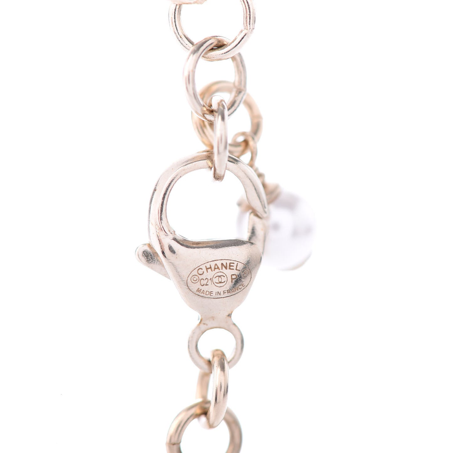Pearl Crystal CC Bracelet Light Gold