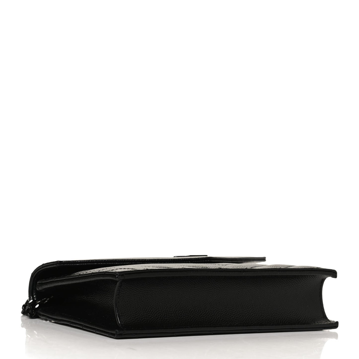Grain De Poudre Matelasse Chevron Monogram Monochrome Envelope Chain Wallet Black