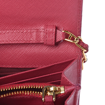 Prada Saffiano Metal Oro Chain Wallet Peonia 13 of 13