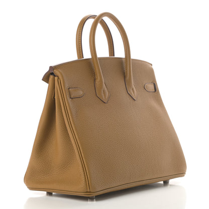 Hermes Togo Verso Birkin 25 Bronze Dore Bleu Brume 3 of 11