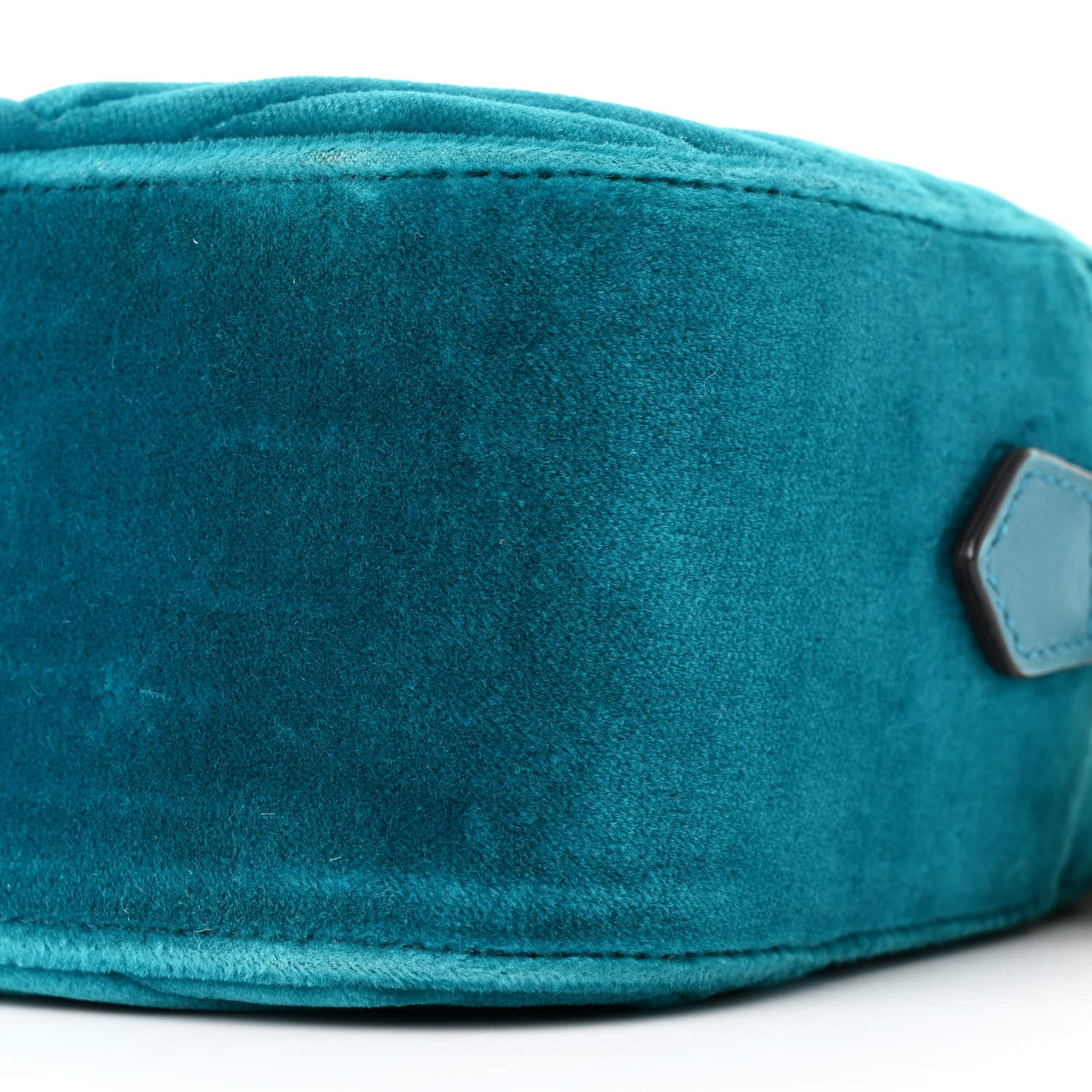 Gucci Velvet Matelasse Small GG Marmont Chain Shoulder Bag Pavone Cyan 10 of 12