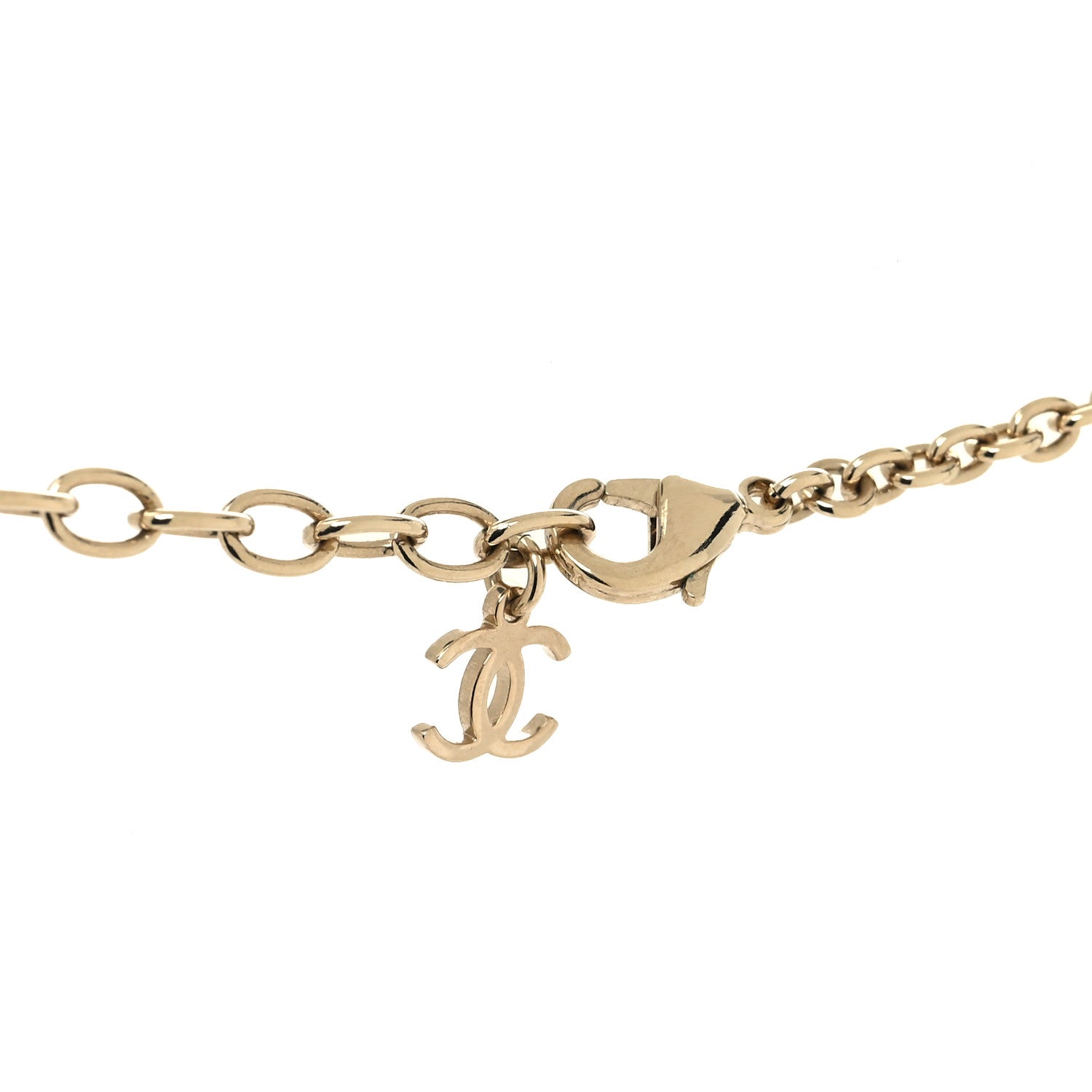 Chanel Metal Crystal CC Necklace Gold 4 of 6