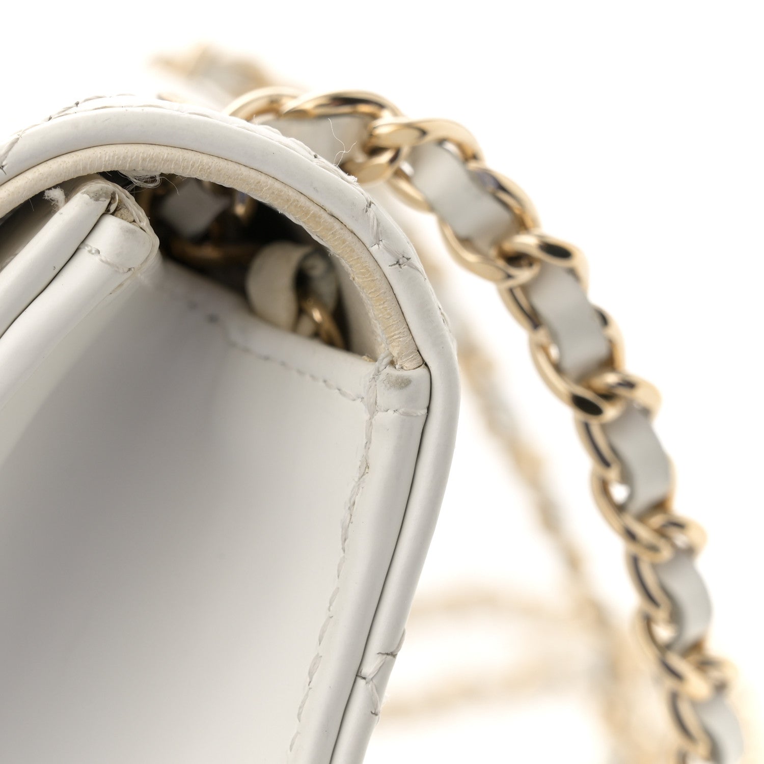 Chanel Glazed Calfskin Stitched Mini Square Flap White 14 of 14