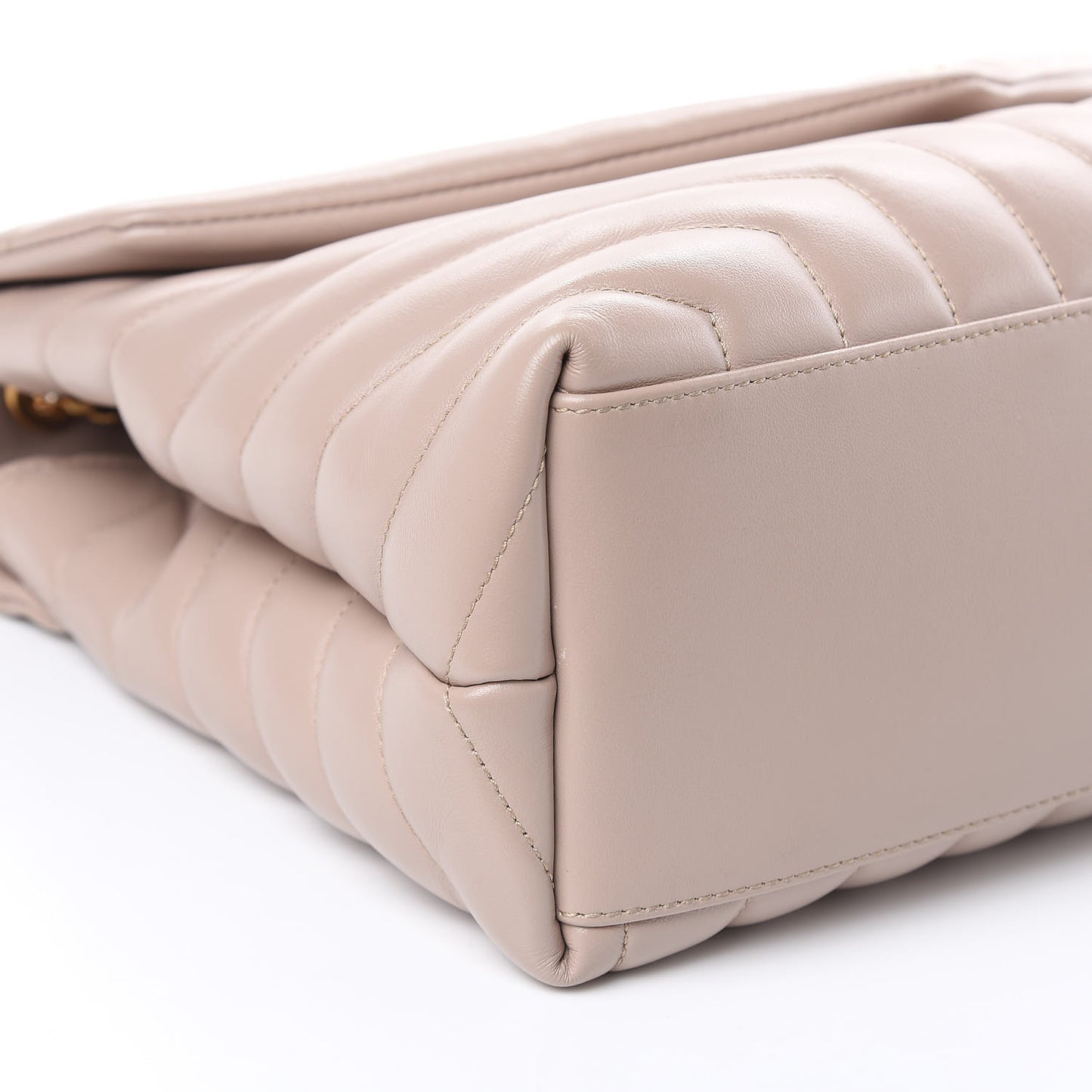 Calfskin Y Quilted Monogram Medium Loulou Chain Satchel Light Natural