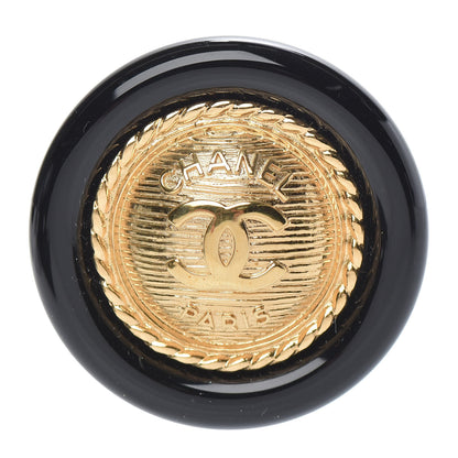Chanel Resin CC Button Brooch Gold Black 1 of 4