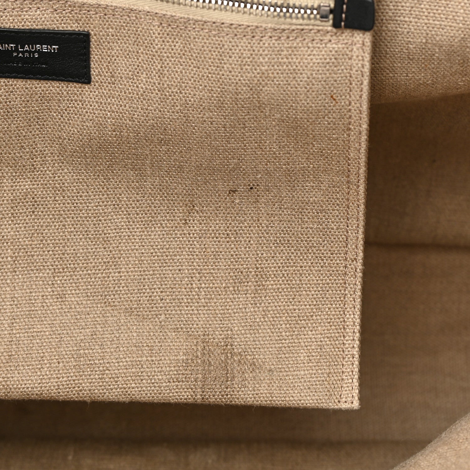 Saint Laurent Linen Calfskin Rive Gauche Tote Optic White 11 of 22
