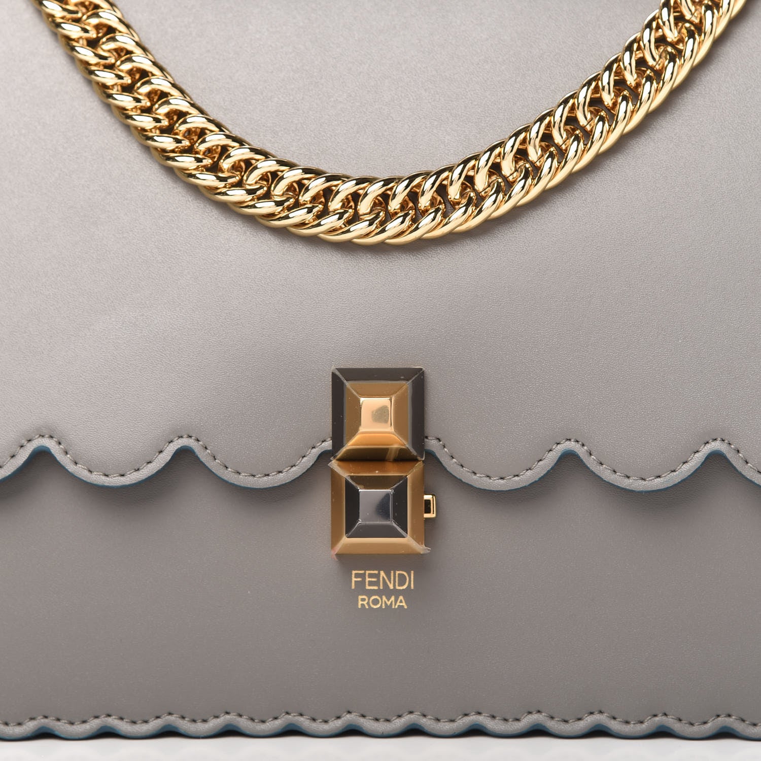 Fendi Vitello Liberty Scalloped Studded Kan I Shoulder Bag Argilla 10 of 10