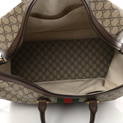 Gucci GG Supreme Monogram Textured Dollar Calfskin Web Medium Ophidia Carry-On Duffle Bag Beige Ebony New Acero 5 of 11