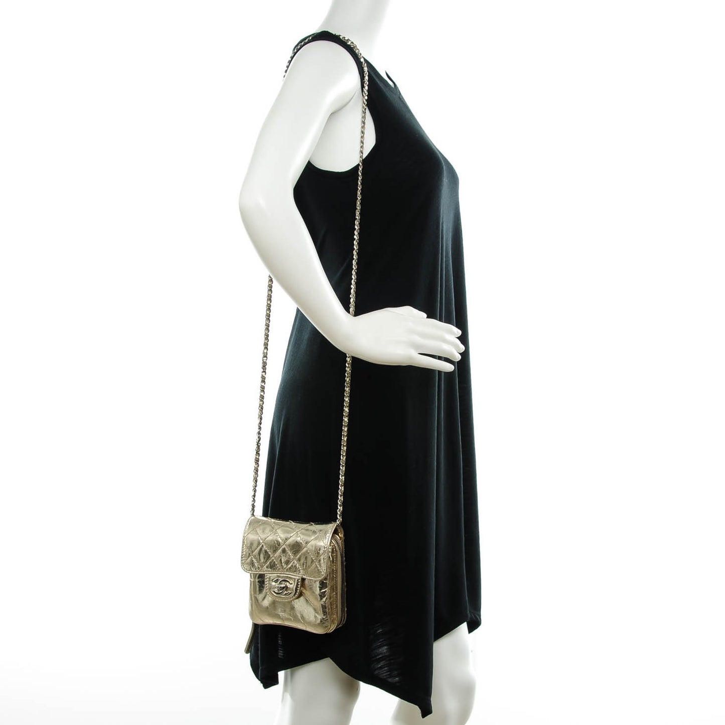 Metallic Calfskin Mini Flap Gold