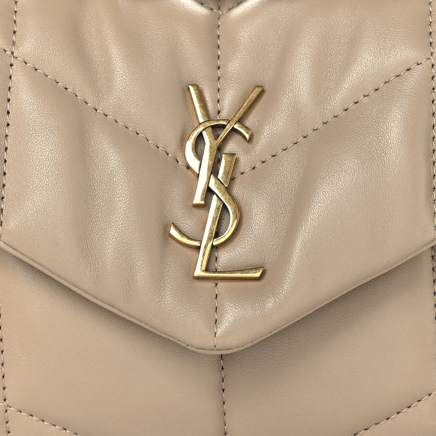 Lambskin Quilted Toy Loulou Puffer Monogram Chain Satchel Dark Beige